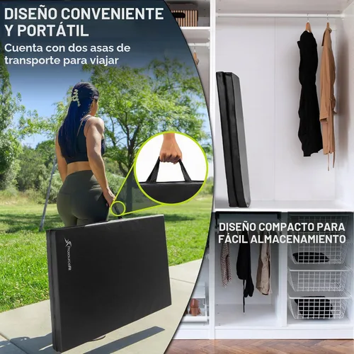Vista 4 de ProsourceFit Esterilla de ejercicio plegable y gruesa de 6 x 2 pies con asas de transporte para artes marciales mixtas, entrenamiento de gimnasia