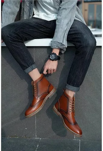 Vista 6 de Botas Chelsea para hombre, elegantes y cómodas, de cuero, con cremallera