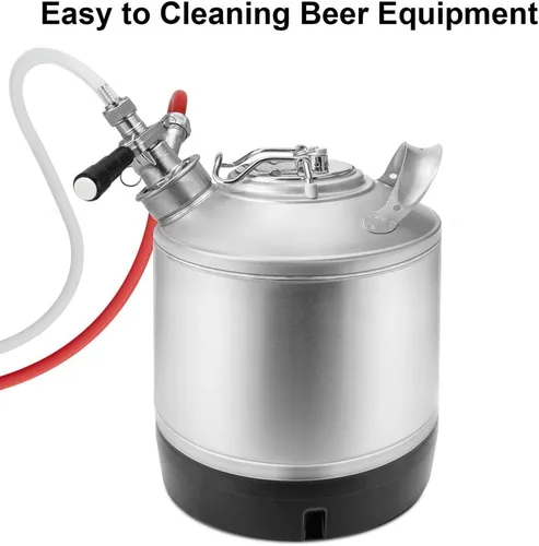 Vista 3 de Barril de limpieza de 1.6 galones con sistema D Sankey Puertos, Barril de lavado con base de goma para limpieza de líneas de cerveza D System