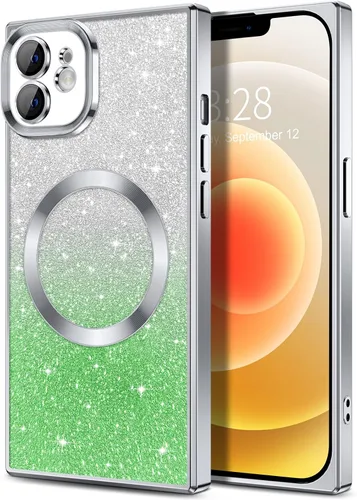 Vista 99 de Hython Funda para iPhone 13 Pro transparente con purpurina magnética [compatible con MagSafe] Protector completo de lente de cámara delgado