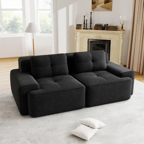 Vista 142 de Sofás seccional modular de 80" sin huesos modernos para sala de estar, juego de sofás comprimidos de 2 plazas con asiento profundo, sin necesidad