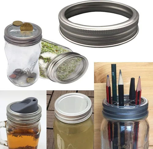 Vista 8 de Anillos de metal resistentes a la oxidación de aluminio negro mate y seguros para alimentos y sin BPA, para tarros de conservas