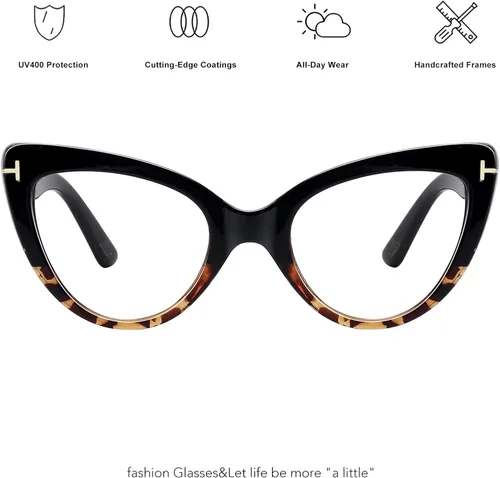 Vista 3 de MEETSUN Monturas de anteojos de moda sin receta para mujer anteojos falsos retro de gran tamaño lente transparente HD