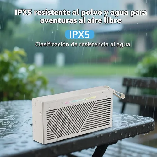 Vista 2 de Altavoz Bluetooth, altavoces Bluetooth inalámbricos portátiles con sonido HD, altavoz impermeable IPX5 con luces LED RGB, Bluetooth5.3