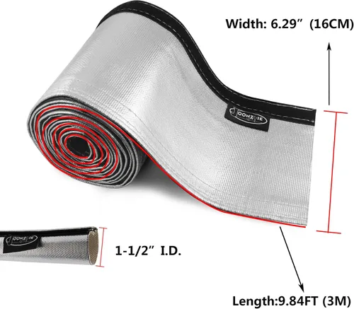 Vista 3 de Funda de protección térmica aluminizada plateada de 1-1/2 pulgadas de diámetro interior x 10 pies para una manguera de protección térmica definitiva