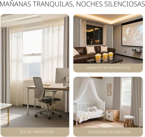 Vista 8 de Joydeco - Cortinas opacas para dormitorio - Cortinas de lino natural de 37 X 63 pulgadas, cortinas con aislamiento térmico 100% opacas que bloquean