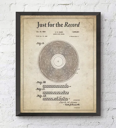 Vista 3 de Impresiones artísticas de pared de música retro con eslóganes, juego de 4, sin marco, 8 pistas vintage, casete de cinta, registro, regalo de patente