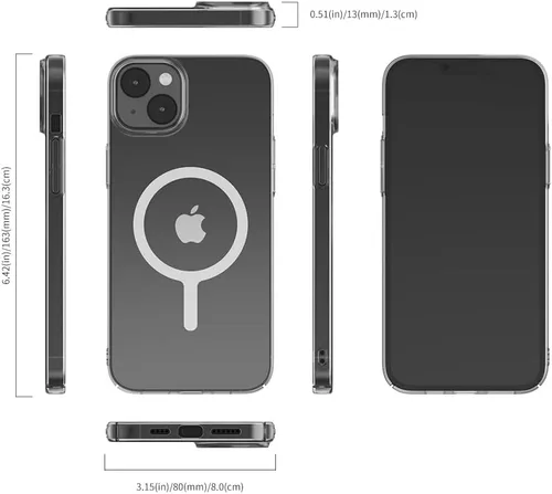 Vista 6 de Sinjimoru Funda transparente para iPhone 14 Plus, ultradelgada, para MagSafe, no amarillea, fuerte, magnética, delgada, transparente, transparente