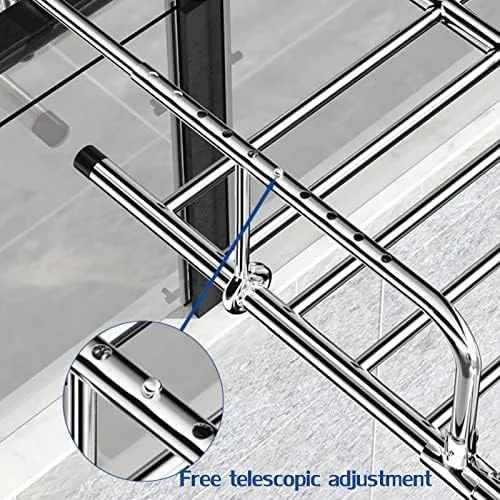 Vista 4 de Stainless Steel Portable Clothes Drying Rack, Retractable Laundry Rack for Balcony & Windowsill, Folding Towel Rack, Indoor/Outdoor Use