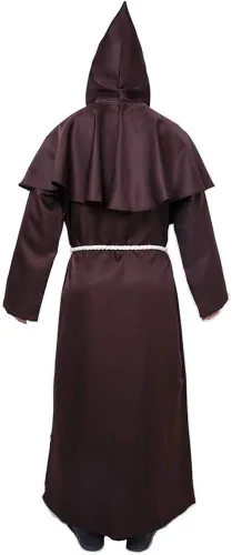 Vista 2 de Monk Robe Costume Renaissance Priest Medieval Costume Hooded Friar Cloak Cosplay Costume Cowl Robe Fancy Dress for Halloween