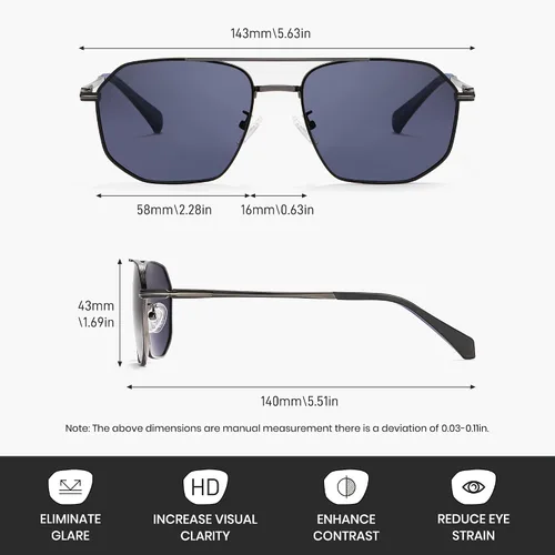 Vista 4 de Cyxus Lentes de sol polarizados para hombre, lentes de sol de aviador para hombres y mujeres, protegen los rayos UV para conducir, golf, viajar
