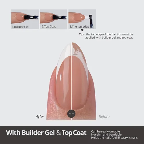 Vista 4 de BTArtboxnails XCOATTIPS Puntas de uñas francesas - Puntas de uñas cuadradas extra cortas con gel de uñas, dúo protector francés, lámpara de uñas