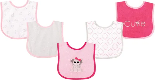 Vista 11 de Luvable Friends Baby Cotton Terry Drooler Bibs with PEVA Back, Transportation, One
