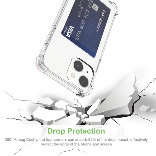 Vista 5 de Funda transparente para tarjetas para iPhone 13, funda protectora a prueba de golpes de TPU delgada con tarjetero compatible con MagSafe