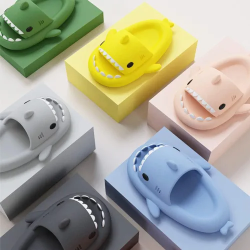 Vista 7 de Sandalias de tiburón para niños, lindas pantuflas de nube de tiburón para niños y niñas, sandalias de tiburón de nube antideslizantes novedosas