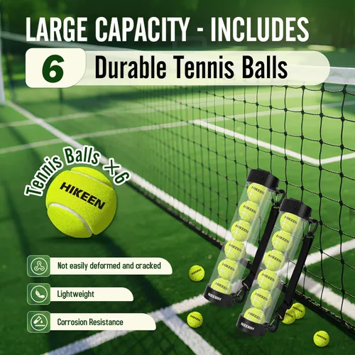 Vista 2 de Hikeen Tubo de recogida de pelotas de tenis duradero con 6/12 pelotas de tenis, recogida rápida y almacenamiento, tubo de pelota de tenis con correa
