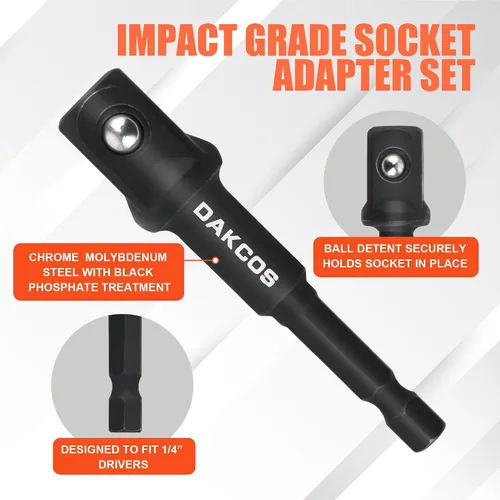 Vista 9 de DAKCOS Juego de adaptadores de enchufe de impacto de 17 piezas, unidad de 1