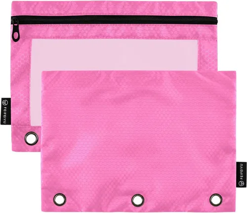 Vista 20 de Firebrick Zipper Pencil Pouch for 3 Ring Binder with Clear Window,Pencil Case 2 Pack Firebrick