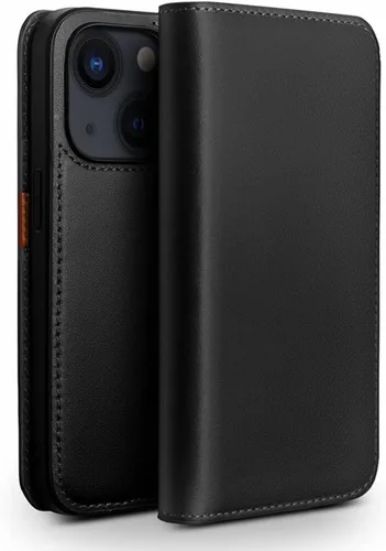 Vista 10 de COOVS Funda tipo cartera para iPhone 14/14 Plus/14 Pro/14 Pro Max, funda con cierre magnético de piel auténtica de alta calidad, con bloqueo RFID