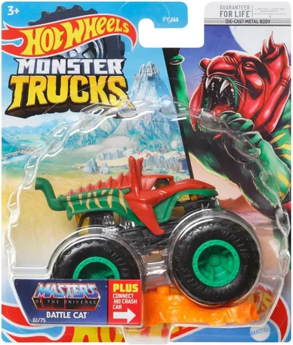 Vista 3 de Hot Wheels Monster Trucks Gato de batalla, coche re-triturable