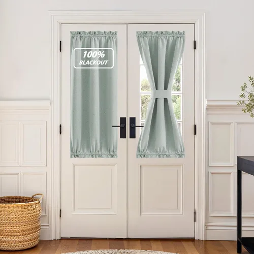 Vista 41 de NICETOWN Cortinas de Lino para Puerta Lateral - Cortinas Opacas con Aislamiento Térmico para Puerta Delantera Francesa para Sombra Pequeña