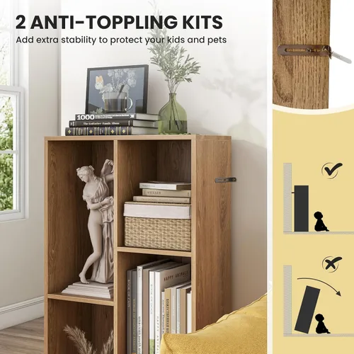 Vista 7 de Costzon 5-Cube Kids Bookshelf, 41” Tall Wooden Toy Storage Organizer for Books Toys, 3-Tier Storage Cabinet, Bookcase for Kids Room, Playroom