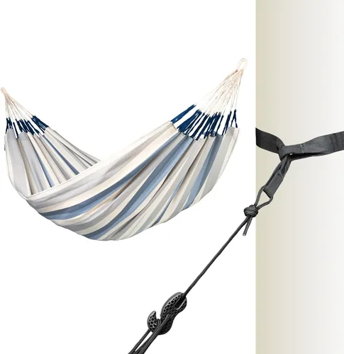 Vista 14 de LA SIESTA Brisa - Hamaca clásica colgante, hecha a mano, resistente a la intemperie, resistente a roturas para relajación en interiores y Almendra