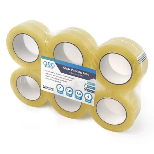 Vista 2 de IDL Packaging Concord Cinta de embalaje con dispensador – 6 rollos de 2 pulgadas x 2.6 mil x 110 yardas, cinta transparente – Excelente sellado