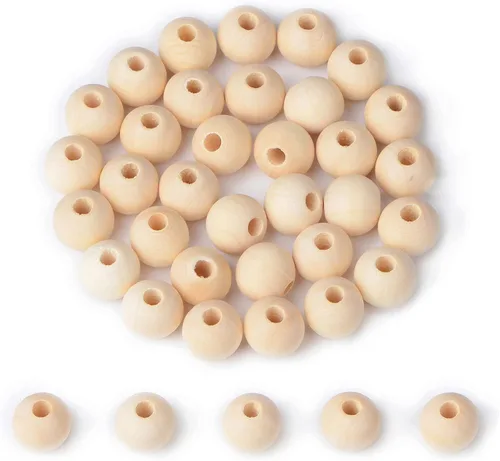 Vista 9 de AD Beads Cuentas de madera redondas naturales sin terminar para hacer guirnaldas, trenzas, macramé y joyería (0.315 in-500 piezas)