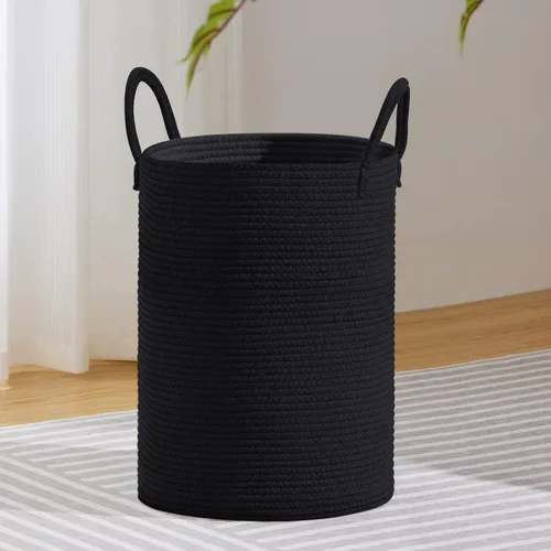 Vista 20 de VIPOSCO Cesta de lavandería tejida pequeña de 30L, color marrón y blanco