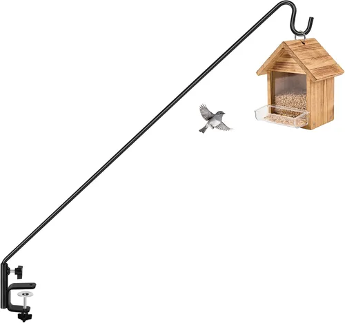 Vista 8 de ERYTLLY Gancho de Riel Extendido para Cerca de Terraza, Gancho para Comedero de Pájaros de Servicio Pesado, Giratorio 360 Grados y Longitud