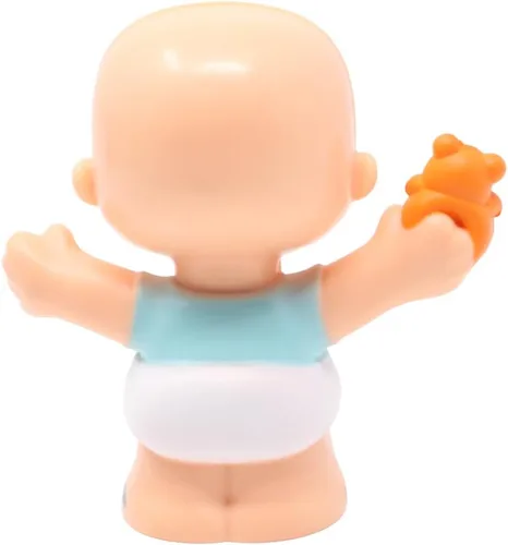 Vista 3 de Pieza de repuesto para Fisher-Price Little People Snuggle Twins Playset - GKP68 ~ Repuesto Twin Boy con rizo rubio en camisa azul con figura de oso