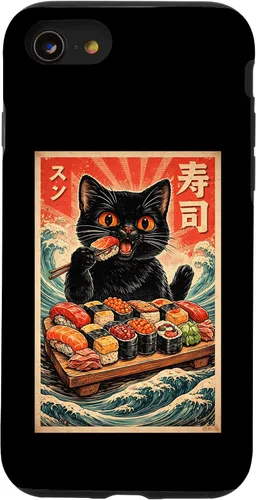 Vista 18 de Cute Kawaii Sushi Cat Funny Japanese Cat Eating Sushi Case for iPhone XR