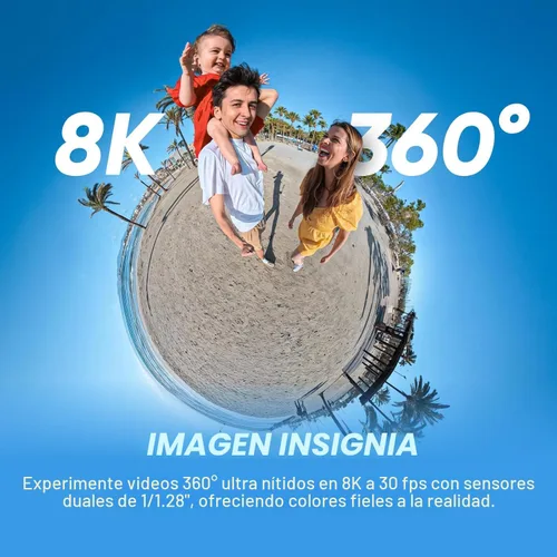 Vista 2 de Insta360 X5 Paquete Esencial - Cámara de acción 360 impermeable de 8K El paquete incluye selfie stick, batería extra, estuche de carga rápida
