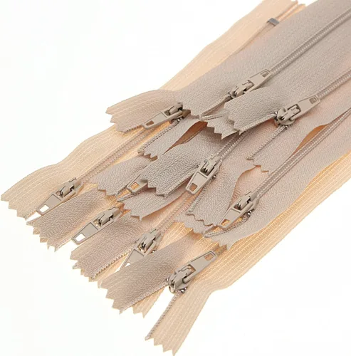 Vista 6 de #3 - Cremalleras de nailon beige con cierre de extremo cerrado a granel para manualidades de costura, bolsos, bolsos