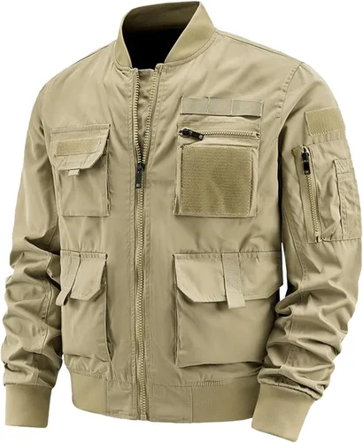 Vista 8 de Chaqueta bomber acolchada para hombre, chaqueta militar de vuelo para hombre, chaquetas casuales de otoño, ropa de abrigo ligera de invierno