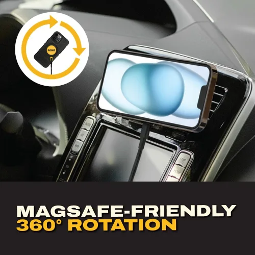 Vista 8 de DEWALT Soporte magnético para teléfono para kit de automóvil, cargador inalámbrico resistente, soporte de ventilación, montaje en tablero, soportes