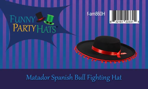 Vista 7 de Funny Party Hats - Traje de Matador: Sombrero de Lucha de Toros Negro y Rojo
