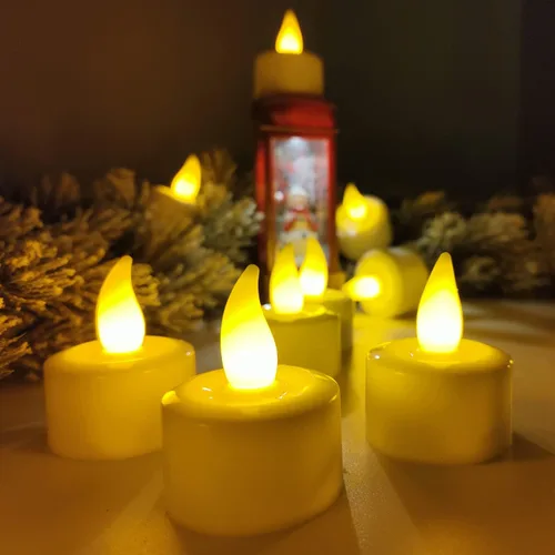 Vista 5 de YASENN Velas recargables de color blanco cálido LED velas de té 12 piezas programa de efecto de llama parpadeante velas de plástico sin llama