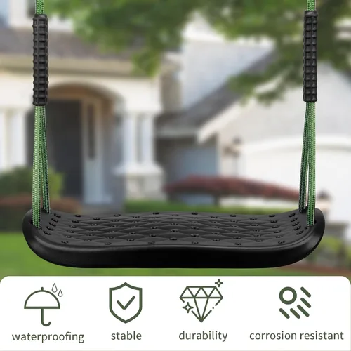 Vista 6 de Juego de columpios de árbol antideslizante de alta resistencia con cuerda ajustable y mosquetones para patio trasero y jardín, accesorios para patio