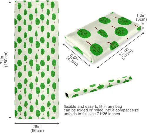 Vista 5 de Cartoon Tree Thin Yoga Mat with Bag, Non Slip Fitness Workout Mat, Foldable Suede Rubber Yoga Mat for Yoga Pilates and Fitness, 70.8" L x 26" W x 1mm