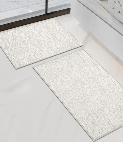 Vista 82 de Chakme Juego de 2 alfombras de baño ultrafinas, absorbentes, antideslizantes, lavables a máquina, color negro, 17 x 24 pulgadas / 17 x 30 pulgadas