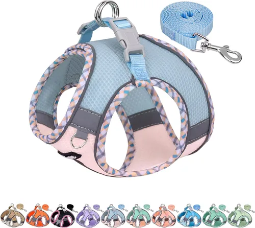Vista 12 de AIITLE Arnés para Perros Pequeños - Chaleco Ligero de Malla Step-in para Cachorros, Diseño Reflectante y a Prueba de Escape con Cinta Mágica de Alta