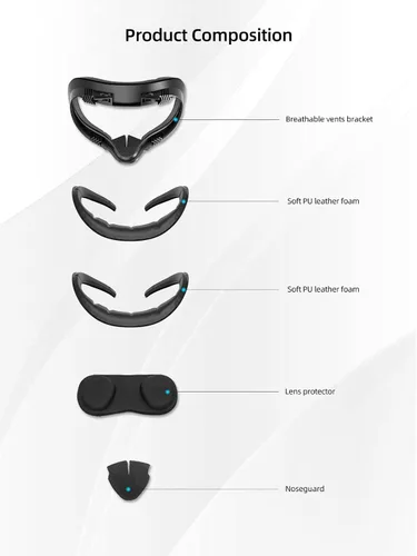 Vista 3 de Juego de cinco piezas de interfaz facial VR y cubierta de agarre para controlador táctil compatible con Quest 2