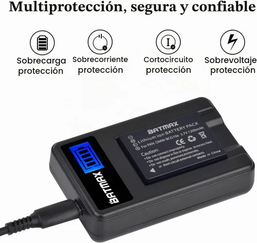 Vista 4 de Batmax Batería DMW-BCG10 + cargador USB LCD rápido para cámaras Panasonic DMW-BCG10, DMW-BCG10E, DMW-BCG10PP y Panasonic Lumix DMC-3D1, DMC-SZ8