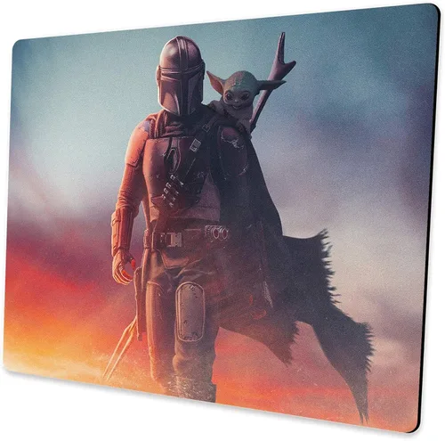 Vista 6 de Baby Yoda and Mandalorian - Alfombrilla rectangular de goma antideslizante para oficina