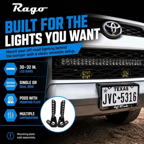 Vista 3 de Soporte LED para parachoques oculto Rago para Toyota 4Runner 2014-2024