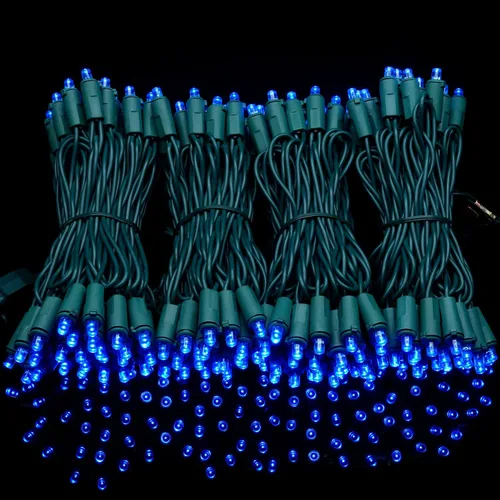 Vista 2 de YULETIME 200 luces LED de Navidad azules de gran angular, 66 pies, cable verde, certificado UL, 0.197 in, juego de luces navideñas (azul) Stay