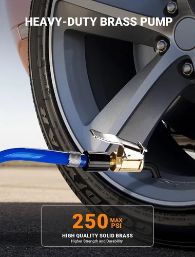 Vista 3 de Paquete de 4 mandriles de aire de conexión rápida, mandril de aire de latón para neumáticos con adaptador de clip compatible con válvula Schrader