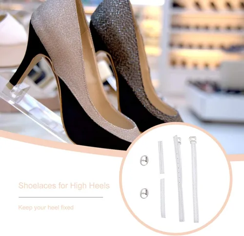 Vista 3 de EXCEART 2 pares de correas de tacón alto para zapatos de repuesto con hebilla de cuero desmontable para mujeres y niñas zapatos de tacón alto blanco